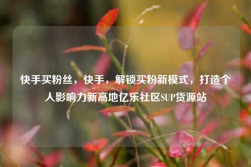 快手买粉丝，快手，解锁买粉新模式	，打造个人影响力新高地亿乐社区SUP货源站  第1张