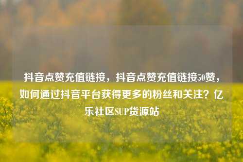 抖音点赞充值链接，抖音点赞充值链接50赞，如何通过抖音平台获得更多的粉丝和关注？亿乐社区SUP货源站  第1张