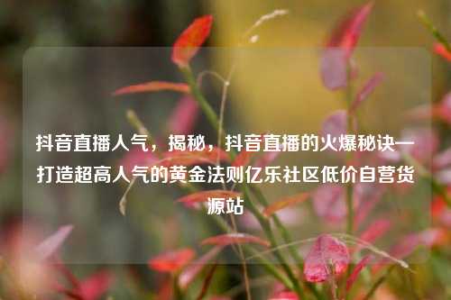抖音直播人气	，揭秘，抖音直播的火爆秘诀—打造超高人气的黄金法则亿乐社区低价自营货源站  第1张