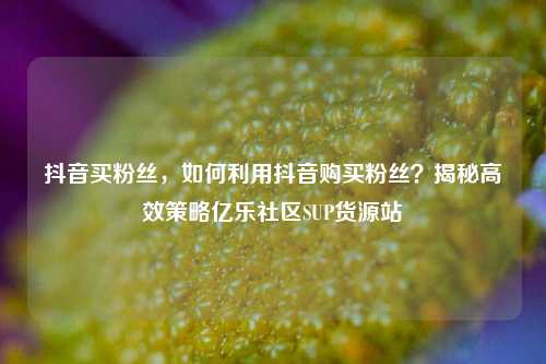 抖音买粉丝	，如何利用抖音购买粉丝？揭秘高效策略亿乐社区SUP货源站  第1张