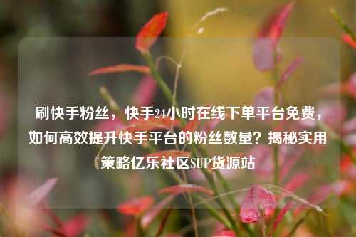 刷快手粉丝	，快手24小时在线下单平台免费，如何高效提升快手平台的粉丝数量？揭秘实用策略亿乐社区SUP货源站  第1张