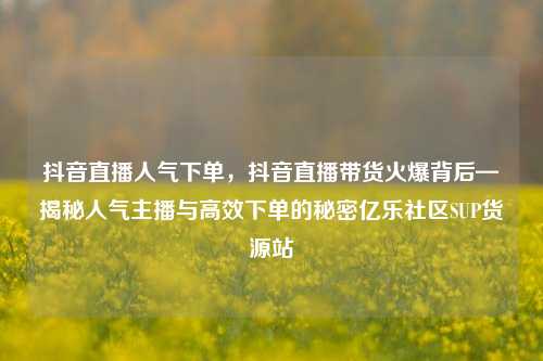 抖音直播人气下单，抖音直播带货火爆背后—揭秘人气主播与高效下单的秘密亿乐社区SUP货源站  第1张