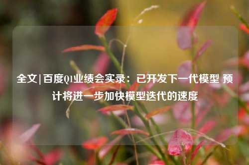 全文|百度Q1业绩会实录：已开发下一代模型 预计将进一步加快模型迭代的速度  第1张