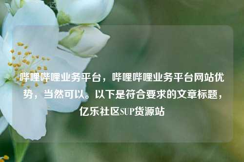 哔哩哔哩业务平台	，哔哩哔哩业务平台网站优势，当然可以。以下是符合要求的文章标题，亿乐社区SUP货源站  第1张