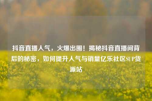 抖音直播人气，火爆出圈！揭秘抖音直播间背后的秘密，如何提升人气与销量亿乐社区SUP货源站  第1张