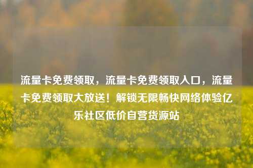 流量卡免费领取，流量卡免费领取入口，流量卡免费领取大放送！解锁无限畅快网络体验亿乐社区低价自营货源站  第1张