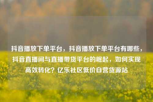 抖音播放下单平台，抖音播放下单平台有哪些，抖音直播间与直播带货平台的崛起，如何实现高效转化？亿乐社区低价自营货源站  第1张