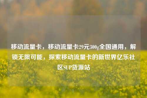 移动流量卡，移动流量卡29元300g全国通用，解锁无限可能，探索移动流量卡的新世界亿乐社区SUP货源站  第1张