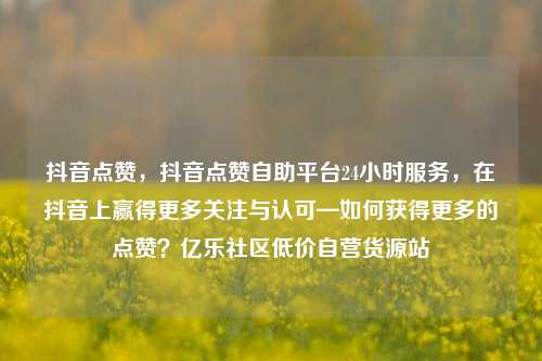 抖音点赞，抖音点赞自助平台24小时服务，在抖音上赢得更多关注与认可—如何获得更多的点赞？亿乐社区低价自营货源站  第1张