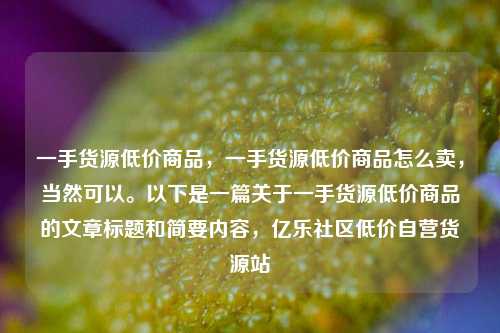 一手货源低价商品，一手货源低价商品怎么卖	，当然可以	。以下是一篇关于一手货源低价商品的文章标题和简要内容，亿乐社区低价自营货源站  第1张