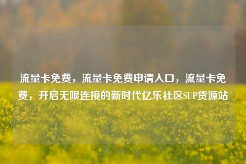 流量卡免费，流量卡免费申请入口	，流量卡免费，开启无限连接的新时代亿乐社区SUP货源站  第1张