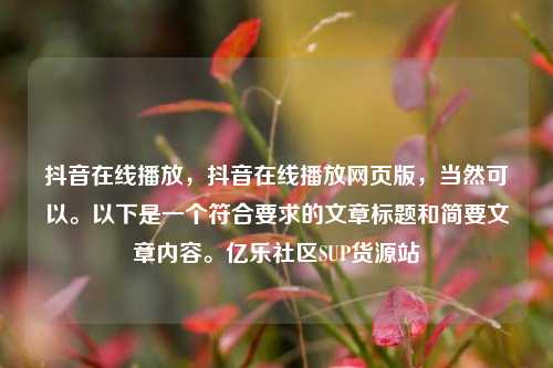 抖音在线播放，抖音在线播放网页版，当然可以。以下是一个符合要求的文章标题和简要文章内容	。亿乐社区SUP货源站  第1张