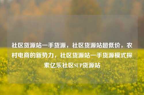 社区货源站一手货源	，社区货源站超低价，农村电商的新势力，社区货源站一手货源模式探索亿乐社区SUP货源站  第1张