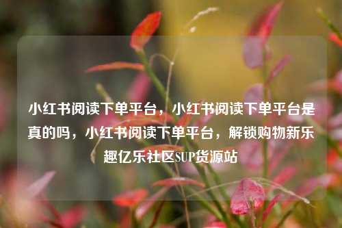 小红书阅读下单平台，小红书阅读下单平台是真的吗	，小红书阅读下单平台，解锁购物新乐趣亿乐社区SUP货源站  第1张