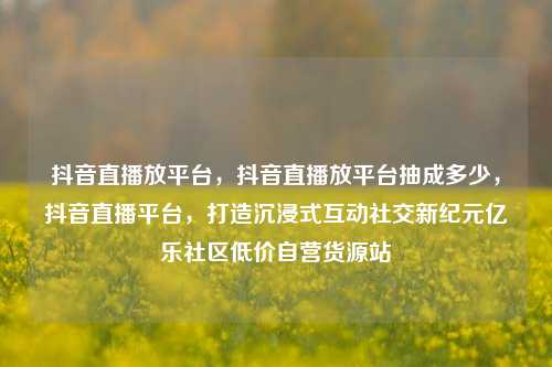 抖音直播放平台	，抖音直播放平台抽成多少，抖音直播平台，打造沉浸式互动社交新纪元亿乐社区低价自营货源站  第1张