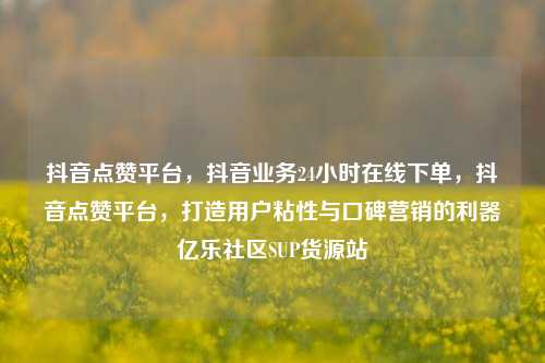 抖音点赞平台	，抖音业务24小时在线下单，抖音点赞平台，打造用户粘性与口碑营销的利器亿乐社区SUP货源站  第1张